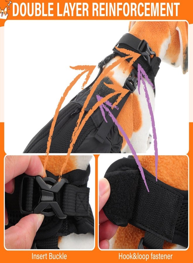 مجموعة SilTriangle المكونة من 4 قطع من حقائب سحب الكلاب للأرجل الخلفية المشلولة، قابلة للتعديل، حقيبة سحب للحيوانات الأليفة المعاقة، حقيبة حماية من إصابات الحيوانات الأليفة جيدة التهوية، بديل لكرسي متحرك للكلاب في الأماكن المغلقة والمفتوحة، تحمي الصدر والأطراف (متوسطة) - Image 2